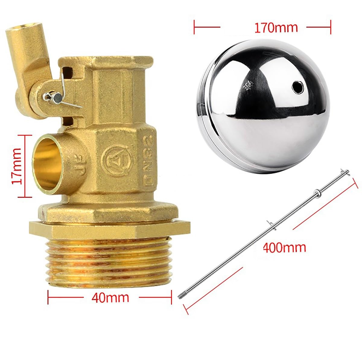 Valvola a galleggiante in acciaio a sfera 1/2" 3/4" 1" 2" - Sensore serbatoio acqua con filettatura maschio in ottone(1.2inch)
