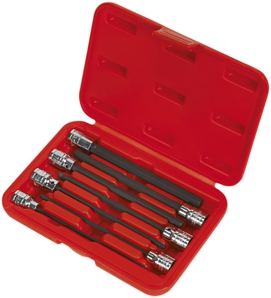 Sealey Ak62255 Hex Socket Bit Set 7Pc 3/8Sq Drive 150Mm Metric