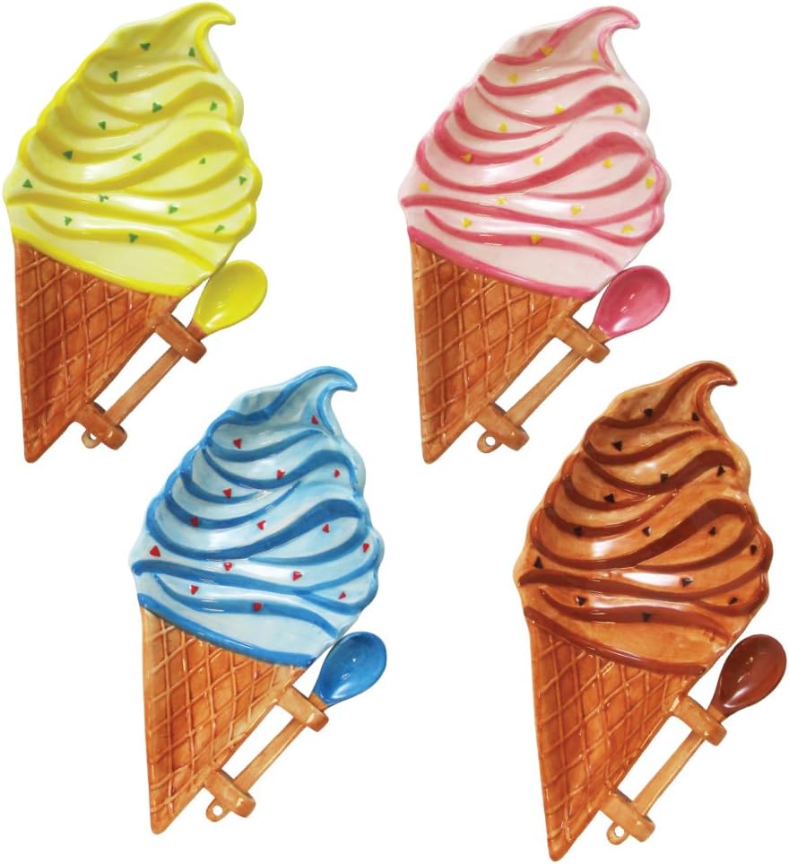 Ice Cream & Dessert Plate with Spoon Novelty Ice Cream