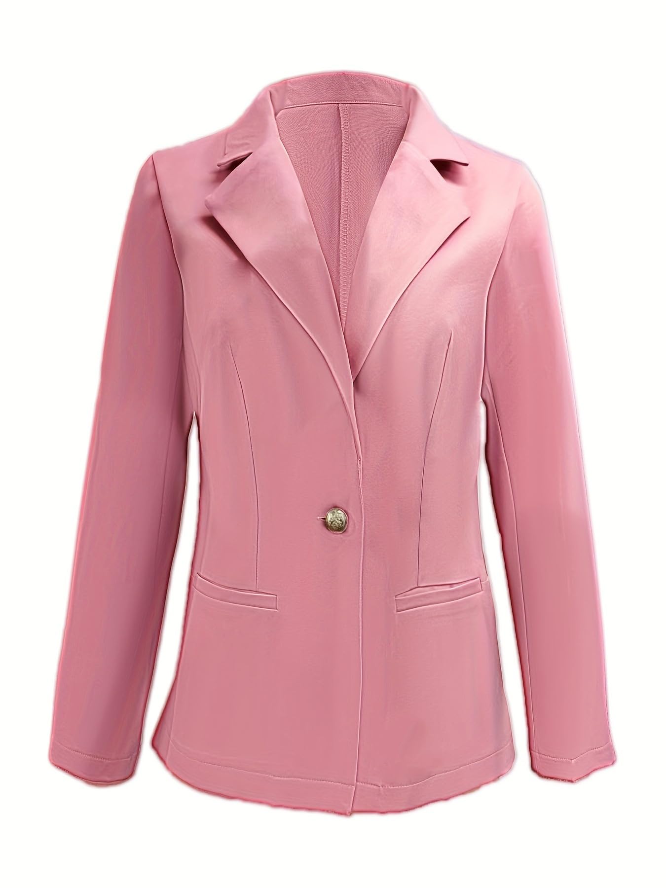 Blazers for Women Long Sleeve Notch Lapel Button Front Blazer Casual Work Office Suit Jackets with Pockets — view 2