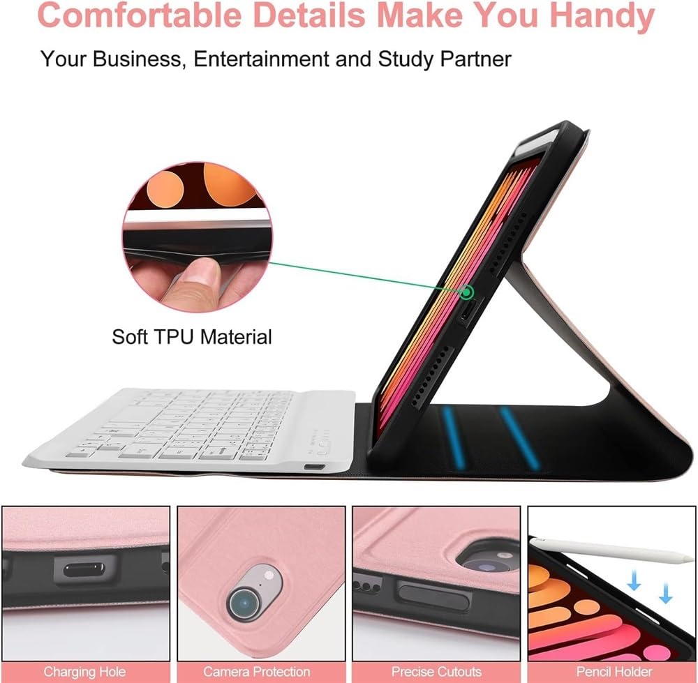 JiuRui Tablettes Accessoires, Housse de Clavier Amovible, étui en Cuir PU et TPU Compatible avec iPad Air5/Air4 10,9 Pouces(Sky Blue+Keyboard)