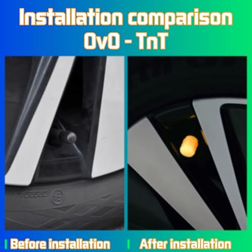 Miniatura 6 de OvO-TnT Tapones de vástago de válvula incandescente, tapones universales fluorescentes para válvulas de neumáticos de automóvil, cubiertas de