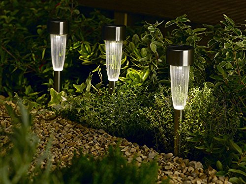 Smart Solar Fluted Stainless Steel Light 10 Pack - Silver.