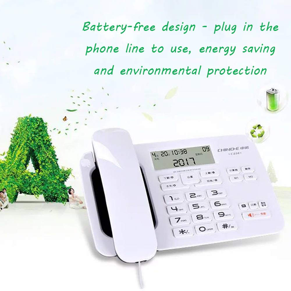 Teléfono de sobremesa clásico de Botones Grandes, Teléfono Fijo con Cable for Empresas, diseño de marcación con un Solo Toque, ecológico y sin batería(Black)