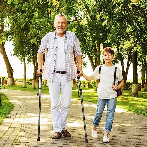 YF Bastone da Passeggio, Bastone Pieghevole Regolabile in Alluminio Leggero e Portatile con Cinghia e Manico a T ergonomico, Bastone da Passeggio Pieghevole per Uomini Donne Anziani