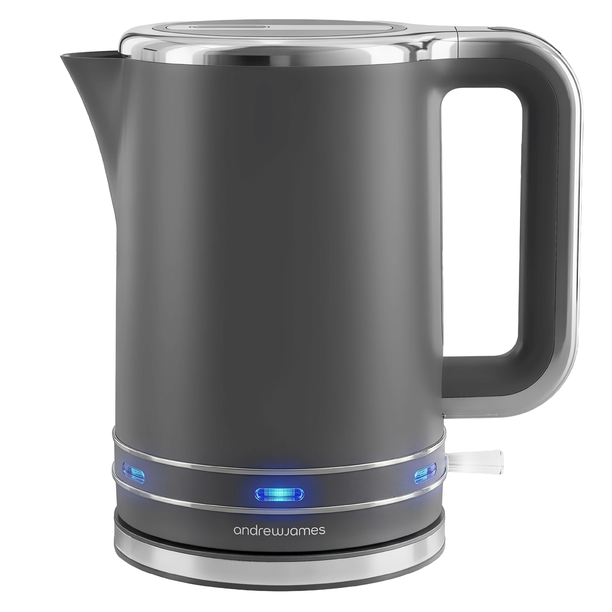 Andrew James Fast Boil Electric Kettle, Large 1.7L Capacity, Cordless Quiet Kettle with Reusable Filter, Quick Boil, Modern, Stylish, Practical, Lumiglo 3000W (Grey)