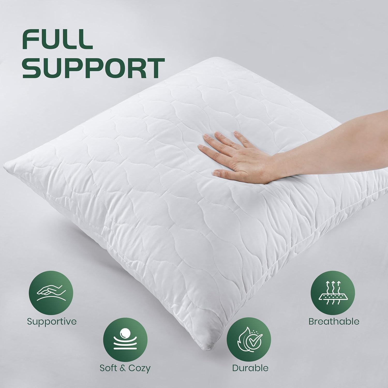 Utopia Bedding Cuscini trapuntati (Confezione da 2) 80 x 80 cm, Cuscini trapuntati per letto e cuscini decorativi, Cuscini per divano (Bianco)