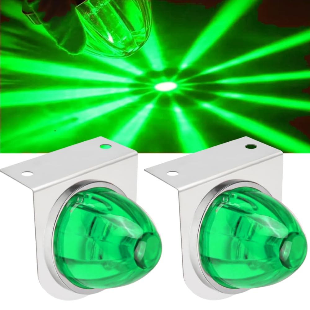 Ctopkatuo 2PCS LED Star Watermelon Marker Lights with Brackets?LED Watermelon Light Side Markering Lamp Indicator, Outline Water Melon Side Marker for Semi Truck (Green)