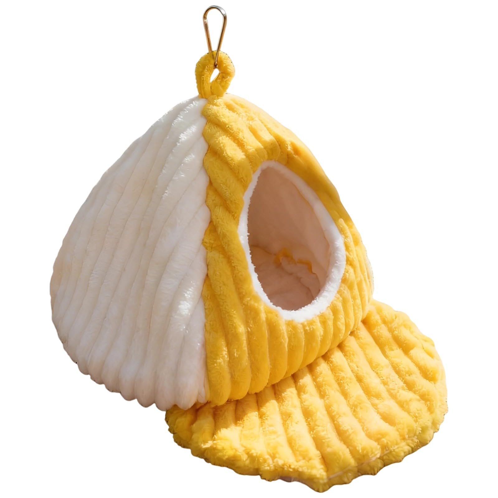 Generisch Nido per uccelli, in peluche, caldo, invernale, sospeso, con imbottitura, taglia M, protezione dal vento, per parrocchetti, pappagallini, canarini, inseparabili, fringuelli, altezza 17 cm