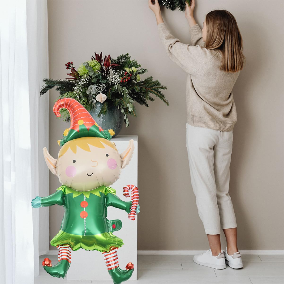 Amosfun 50pièces Ballons Aluminium pour Décorations de Noël Accessoires de Fête et Photo Ballons Décoratifs de Noël pour Fêtes et Occasions Spéciales