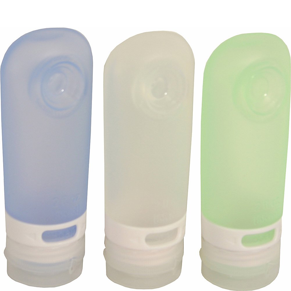 3 Travel Silicone Containers Leak Proof Squeeze Tube Bottle 2oz TSA Carry On New