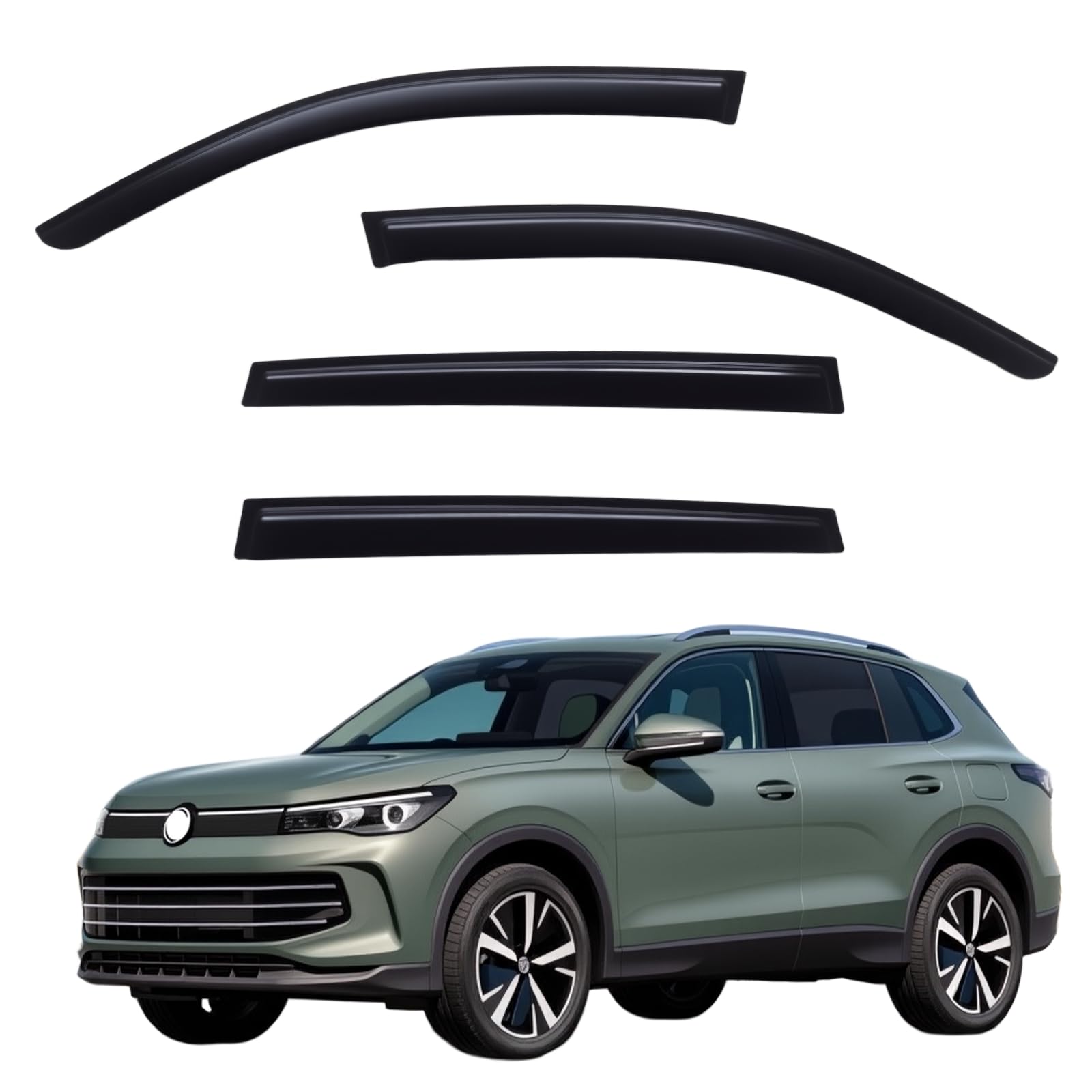 YLSCOO Window Visors Rain Guards Compatible with 2018-2024 Volkswagen Tiguan, Out-Channel Side Window Wind Deflectors Vent Shades Accessories, Dark