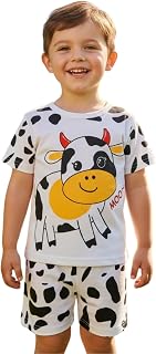 Kids Cow Print Summer Set, White and Black Cotton T-Shirt with Shorts, Cute Animal Design, Price In India
