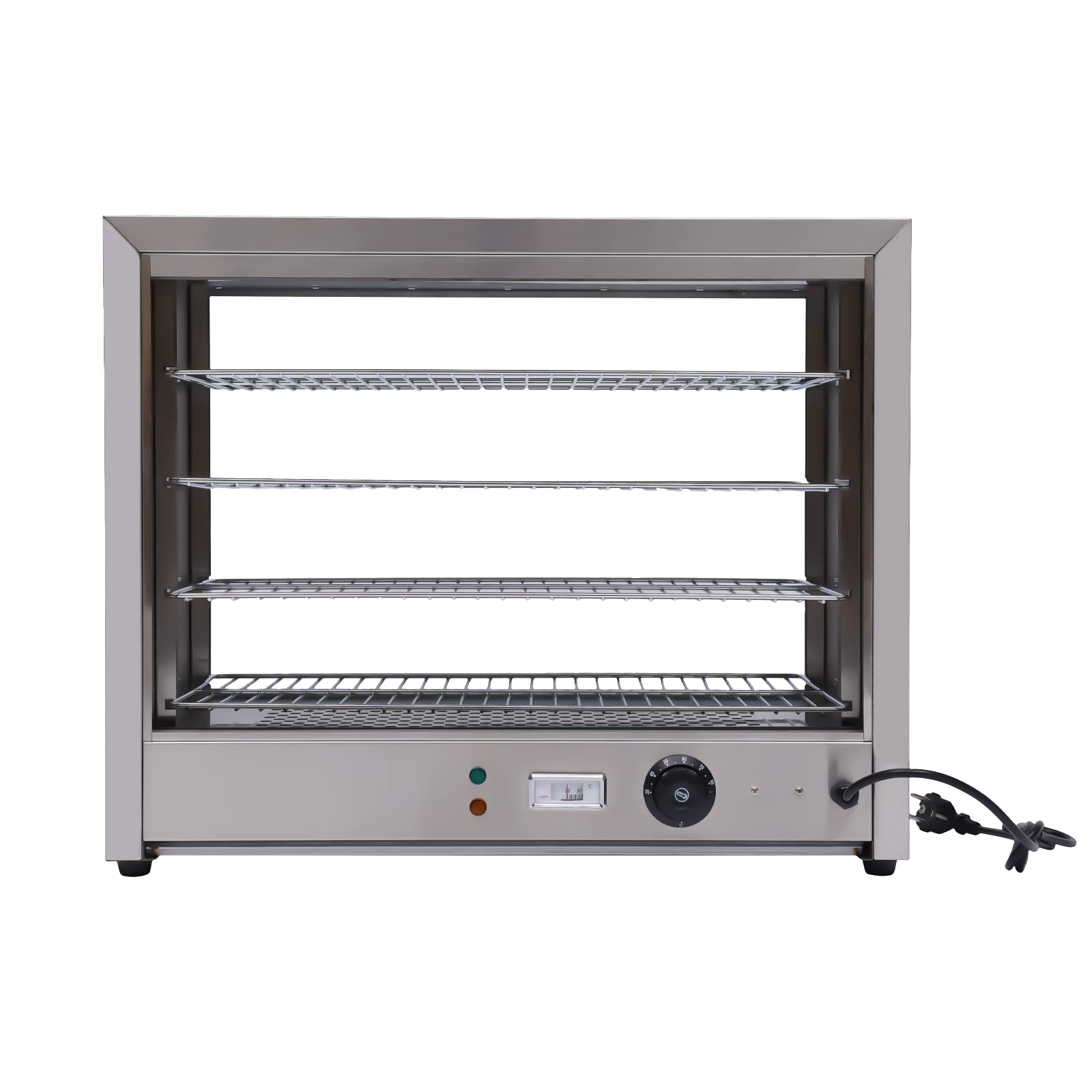 800 W 220 V - Armario de calefacción para alimentos, 4 pisos, mostrador caliente, vitrina de acero inoxidable, mostrador caliente comercial para panaderías, cafés, restaurante rápido, etc