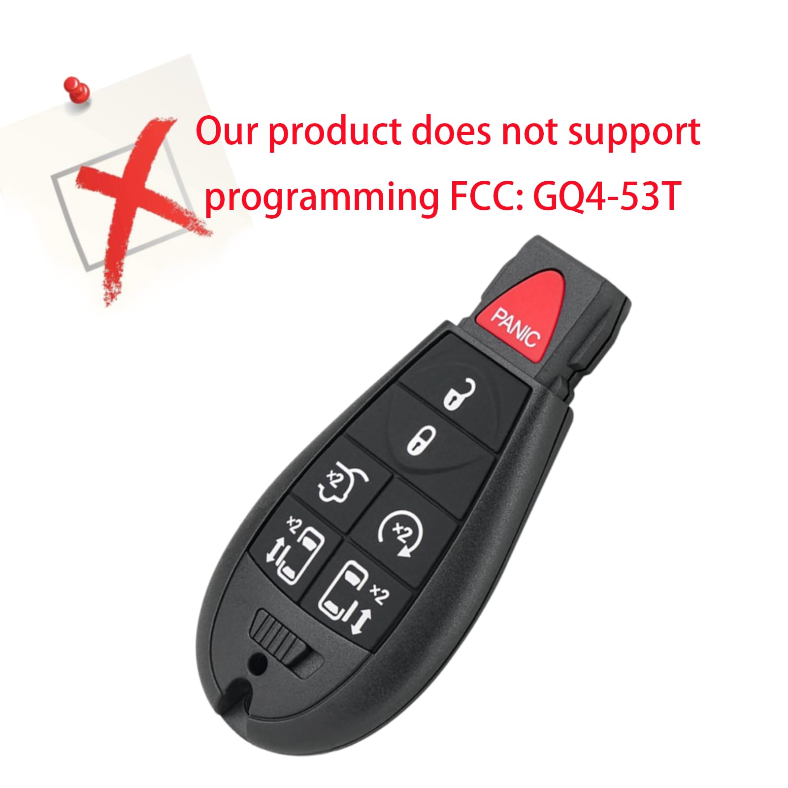 2-Pack Key Fob Replacement for Dodge Grand Caravan & Dodge Caravan 2008-2020, Chrysler Town and Country 2008-2016, FCC ID M3N5WY783X, 7 Button Remote, Pre-Tested with Uncut Key — view 3