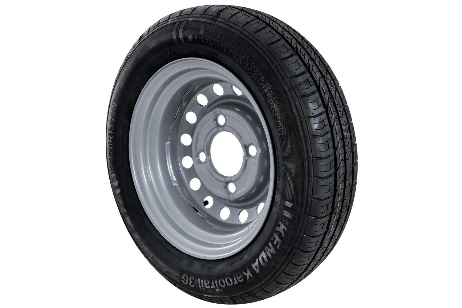 KENDA Ruota per Rimorchio Leggero 155/70 R13 74N, Cerchio in Acciaio 4x130 ET20, Pneumatico KargoTrail 3G per Carrelli da Giardino e Campeggio, Portata Massima 375 kg