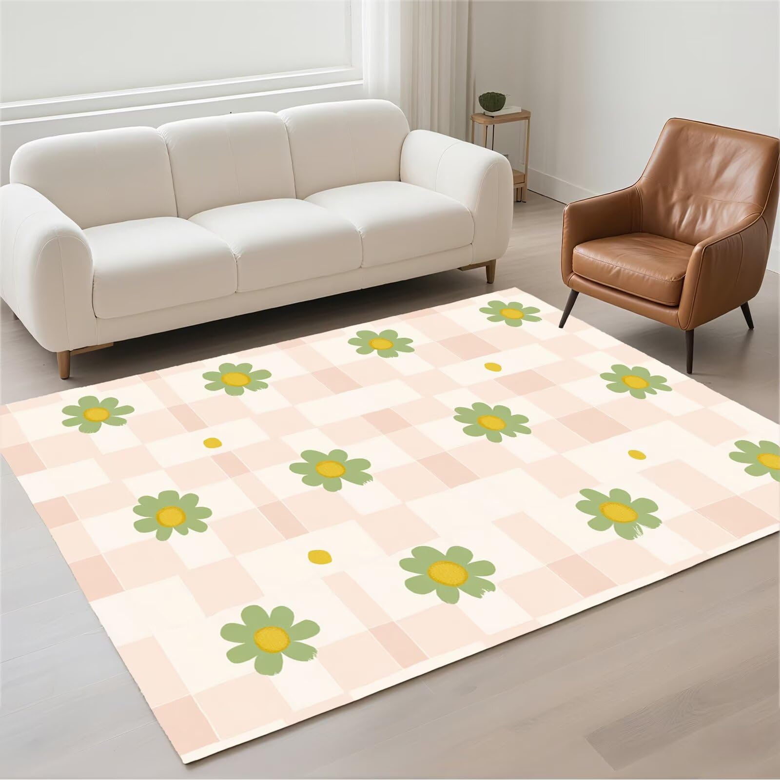 Tapis salon imperméable de haute qualité 120x180cm à motif checkered