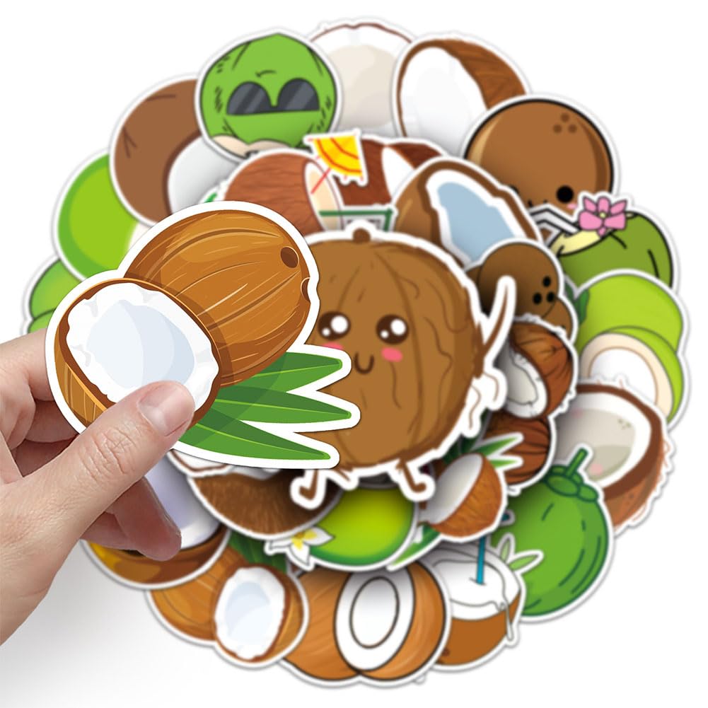 Amazon.com: Coconut Stickers |50Pcs Coconut Waterproof Vinyl
