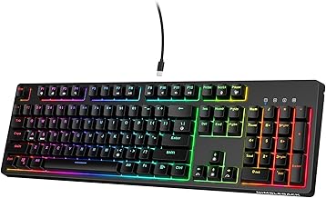 LTC NB1041 Nimbleback Wired Mechanical Keyboard, Hot-Swappable 104Keys RGB Backlit Gaming Keyboard, Red Switch/Black