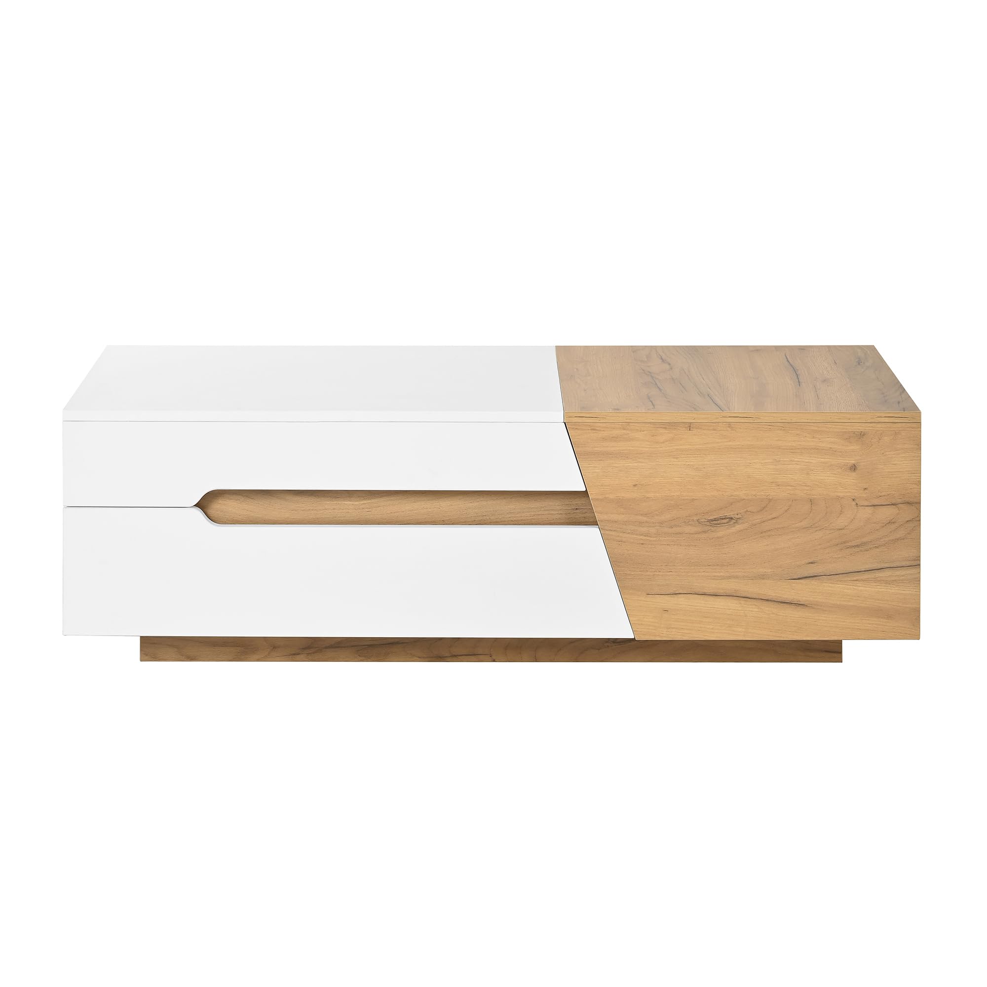 SUKY Mesa de centro extensible, mesa de salón con cajones, mesa auxiliar con estructura de bloques de color, 120 x 50 x 37,5 cm, color blanco y madera