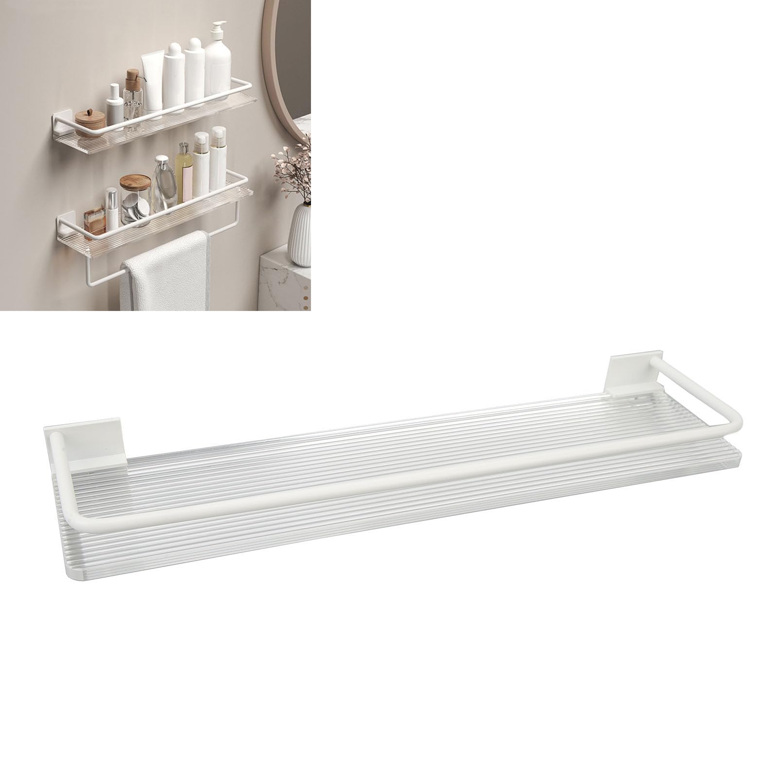1set Aluminium Cream Style Shelves Shower Caddy Wall Mount Organizer Shelves Large Capacity Versatile Storage Rack for Bathroom