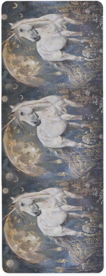 ALAZA Wild Moon Unicorn Yoga Mat Non Slip Fitness Exercise Mat, Workout Mat for Yoga, Pilates and Floor Exercises