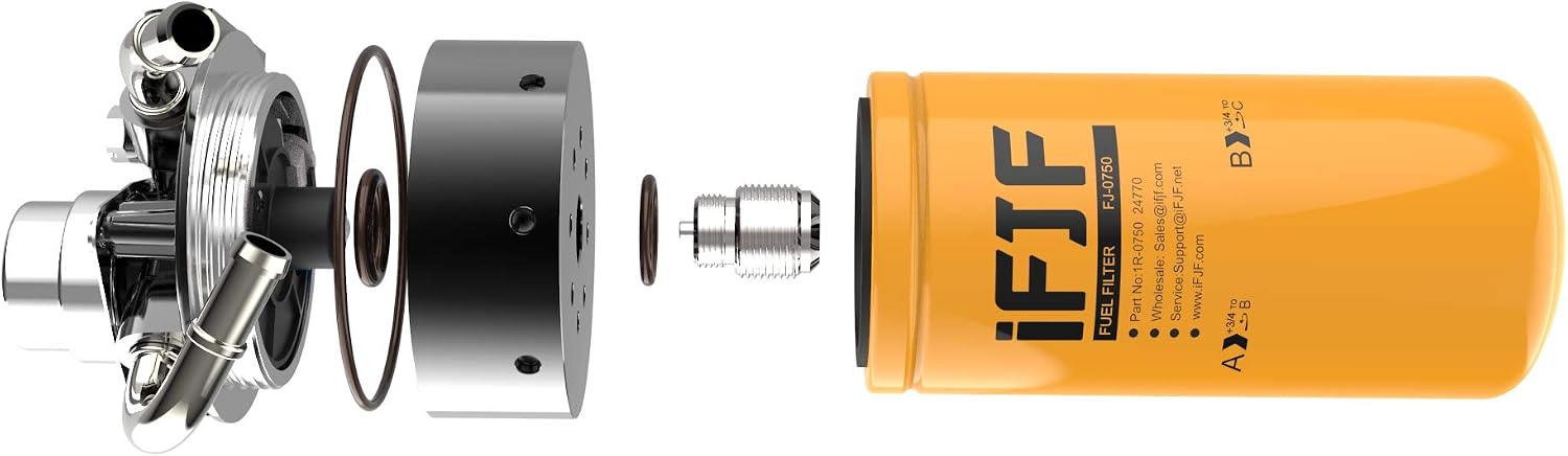 iFJF 1R-0750 Fuel Filter and Refit Head and 12642623 Fuel Filter Head with Pump Replacement for GM Duramax V8 6.6L 2005-2016 Chevy Silverado/GMC Sierra 2500HD 3500HD Replaces TP3018