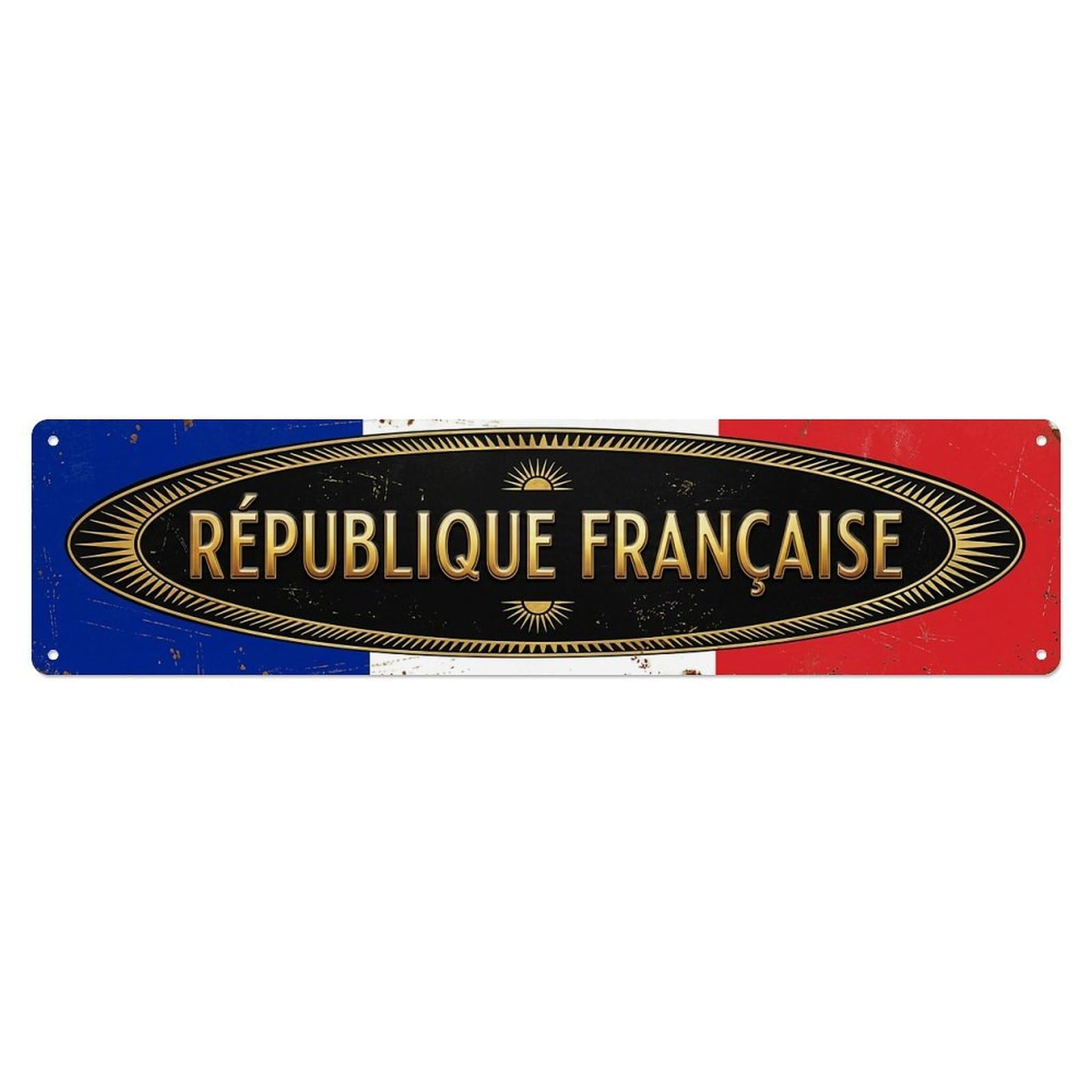 Okahys 4X16inch(10X40cm) French Flag Bar Collectible Vintage Metal Tin Sign