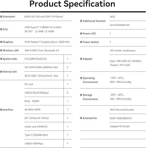 Miniatura 9 de Beelink EQR6 Mini PC AMD Ryzen 9 6900HX(8C/16T, hasta 4.9GHz) 16GB DDR5 RAM 1TB PCle 4.0 SSD, mini computadora AMD Radeon 680M gráficos, pantalla