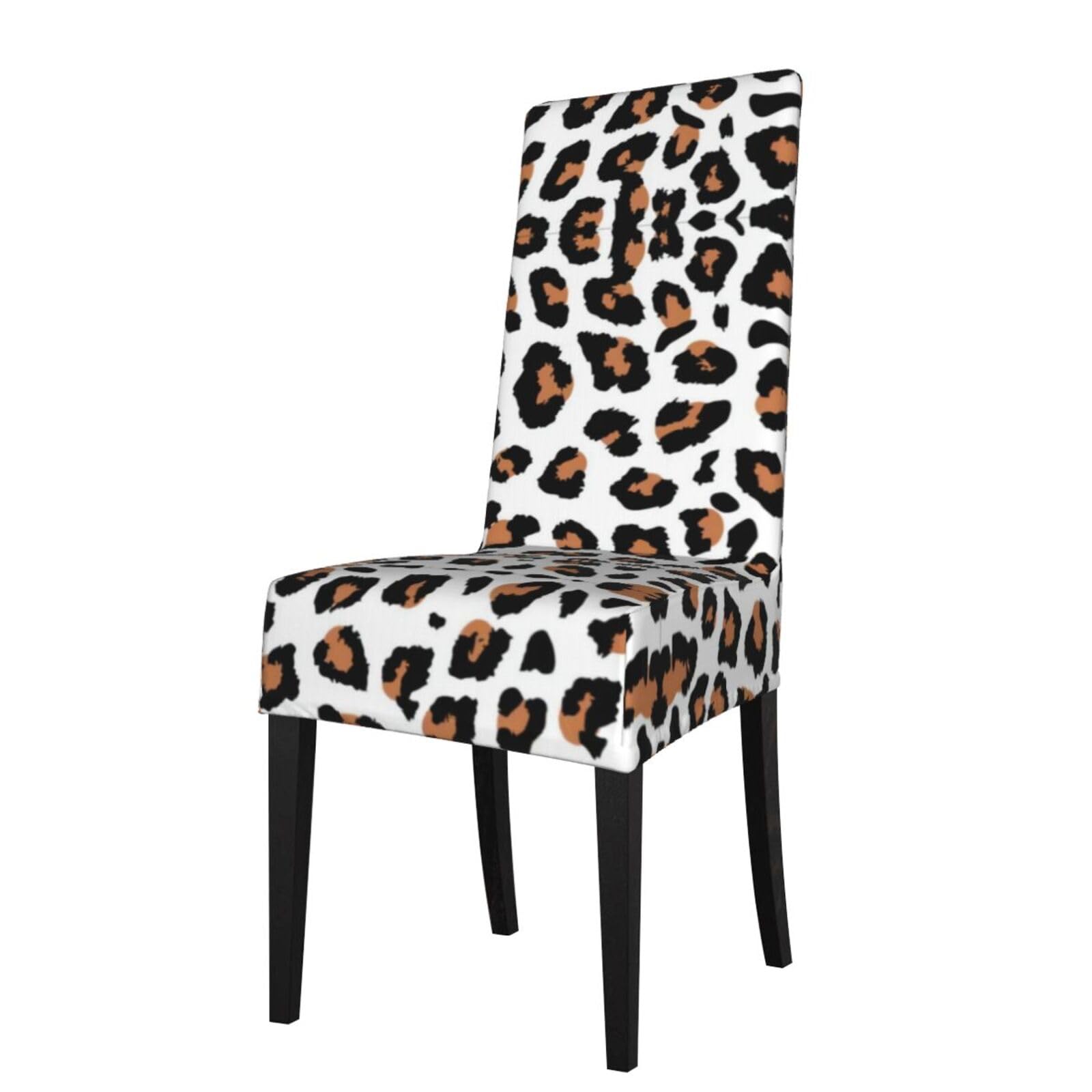 YYHHAOFA Leopard Prints Dining Chair Throws - Stretchable Polyester-Spandex Slipcovers for Refreshing Your Dining Room Decor