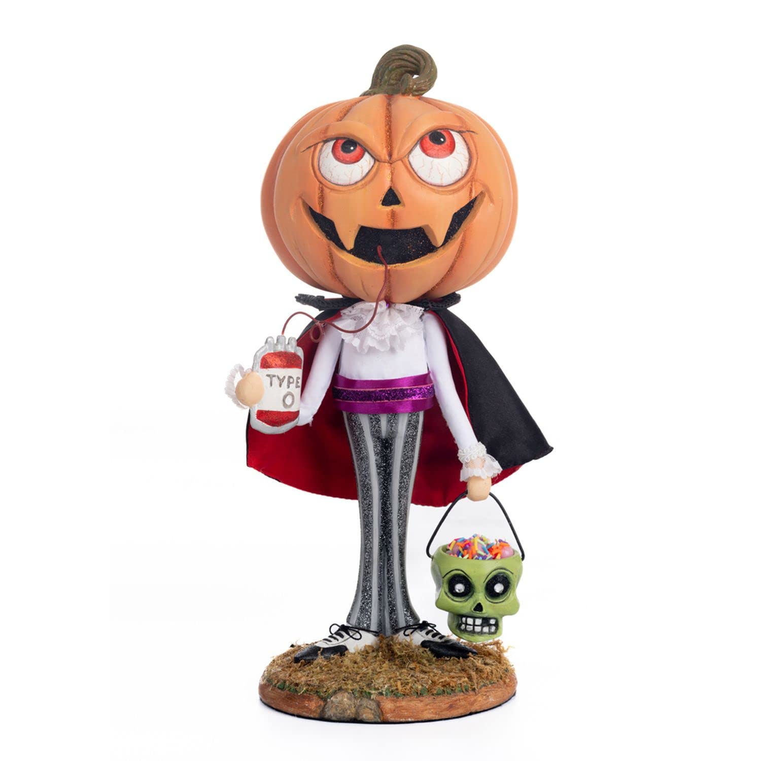 Katherine's Collection2023 Halloween Hollow Fangs Dracula Trick Or Treater Figure, 6.5x6x13.75 Inches, White/Orange - Collectible Handcrafted Decoration