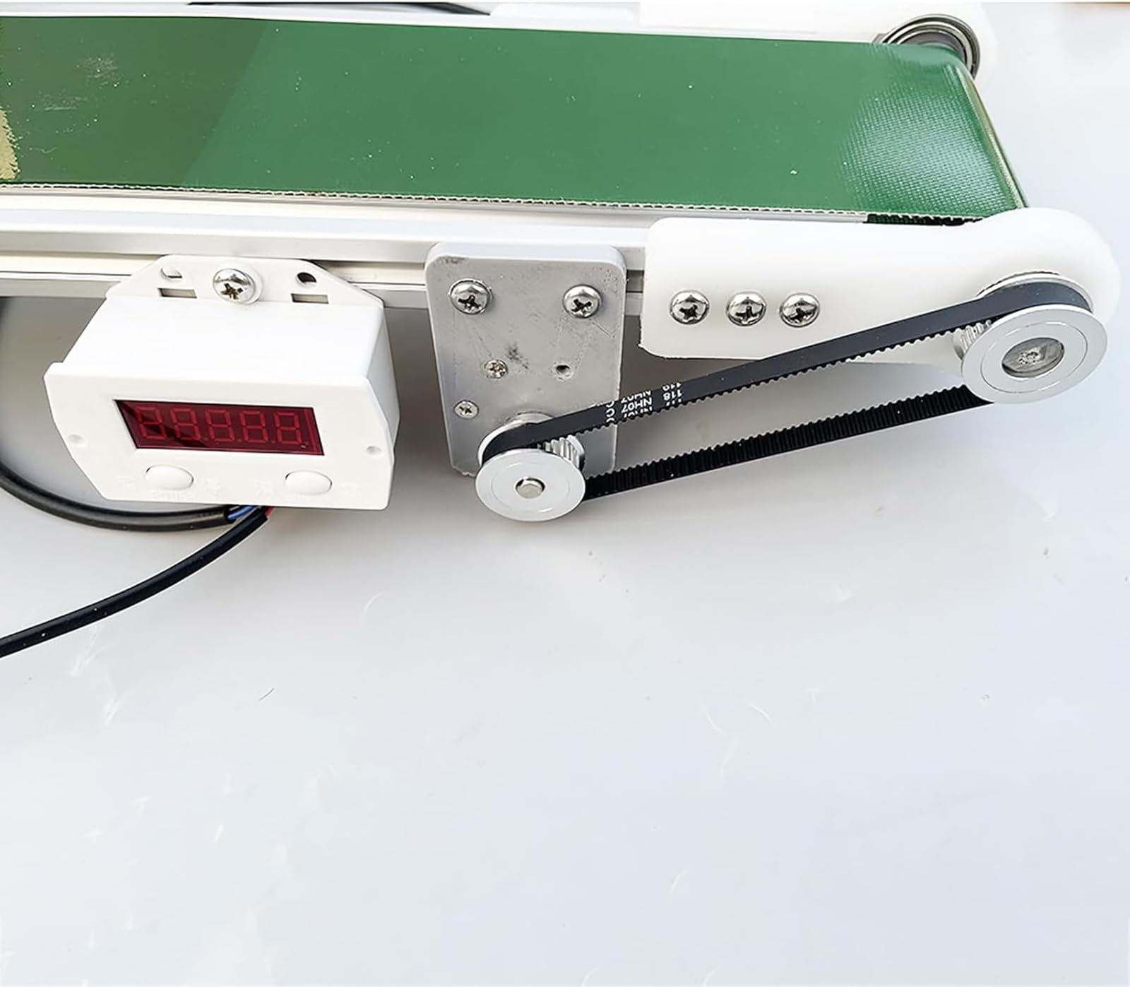Cinta transportadora de Escritorio pequeña, transportadora eléctrica de Carga con Contador automático, Velocidad Ajustable de 1,8 a 7,6 cm/s, para Laboratorio de Ciencias.