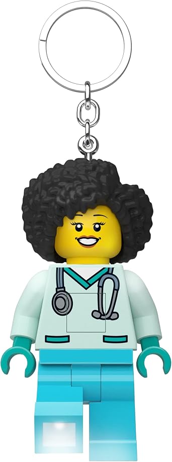 LEGO City Large 3 Inch Tall Figure Keychain Light - Dr. Flieber KE192H, Bag charm with LED light
