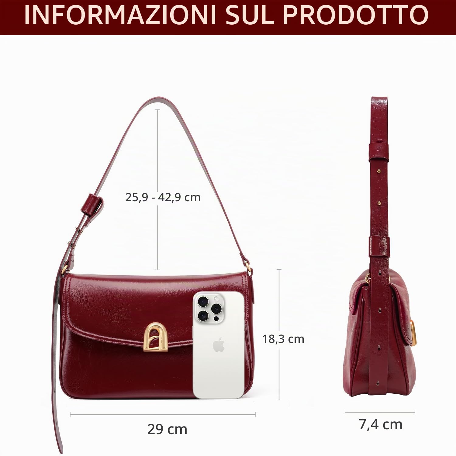 LA'FESTIN Borsa a tracolla in pelle di vacchetta per le donne
