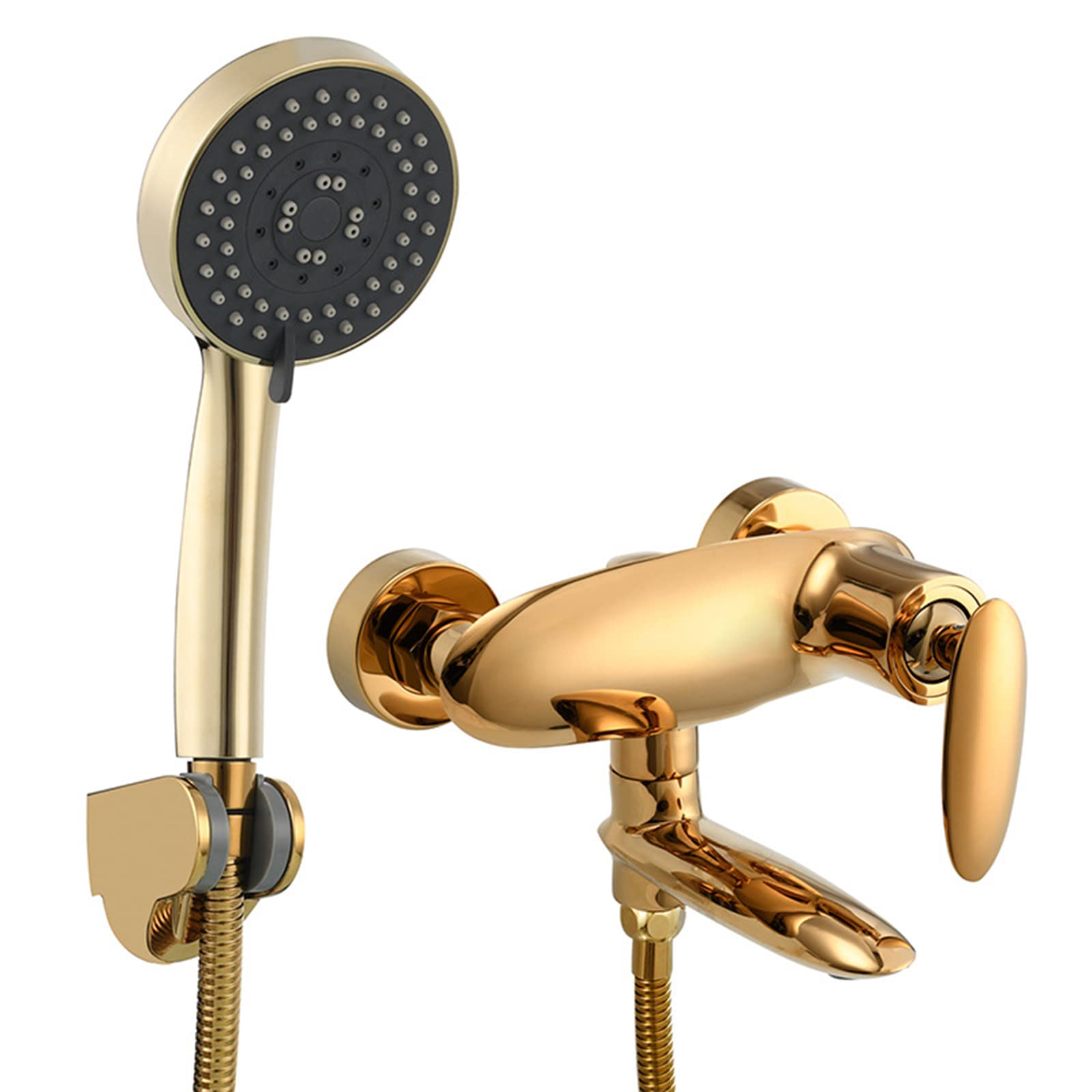 CWCQGH Bathtub Faucet Brass Tub Faucet Single Handle Bath Shower Mixer Tap with 5-Function Handheld Shower Wall Mount Tub Shower Faucet Set with 59 Inch Hose Bathroom Faucets,Chrome