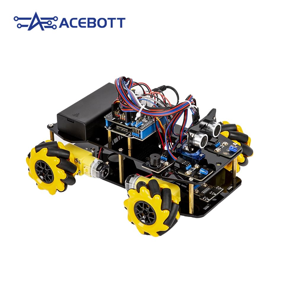 ACEBOTT STEM Roboterauto-Starterkit, Mecanum-Radkamera mit ESP32-Controller-Board | Unterstützt Arduino-, ACECode- und Python-Programmierung | Für Mint-Bildung zu Hause und in der Grundschule