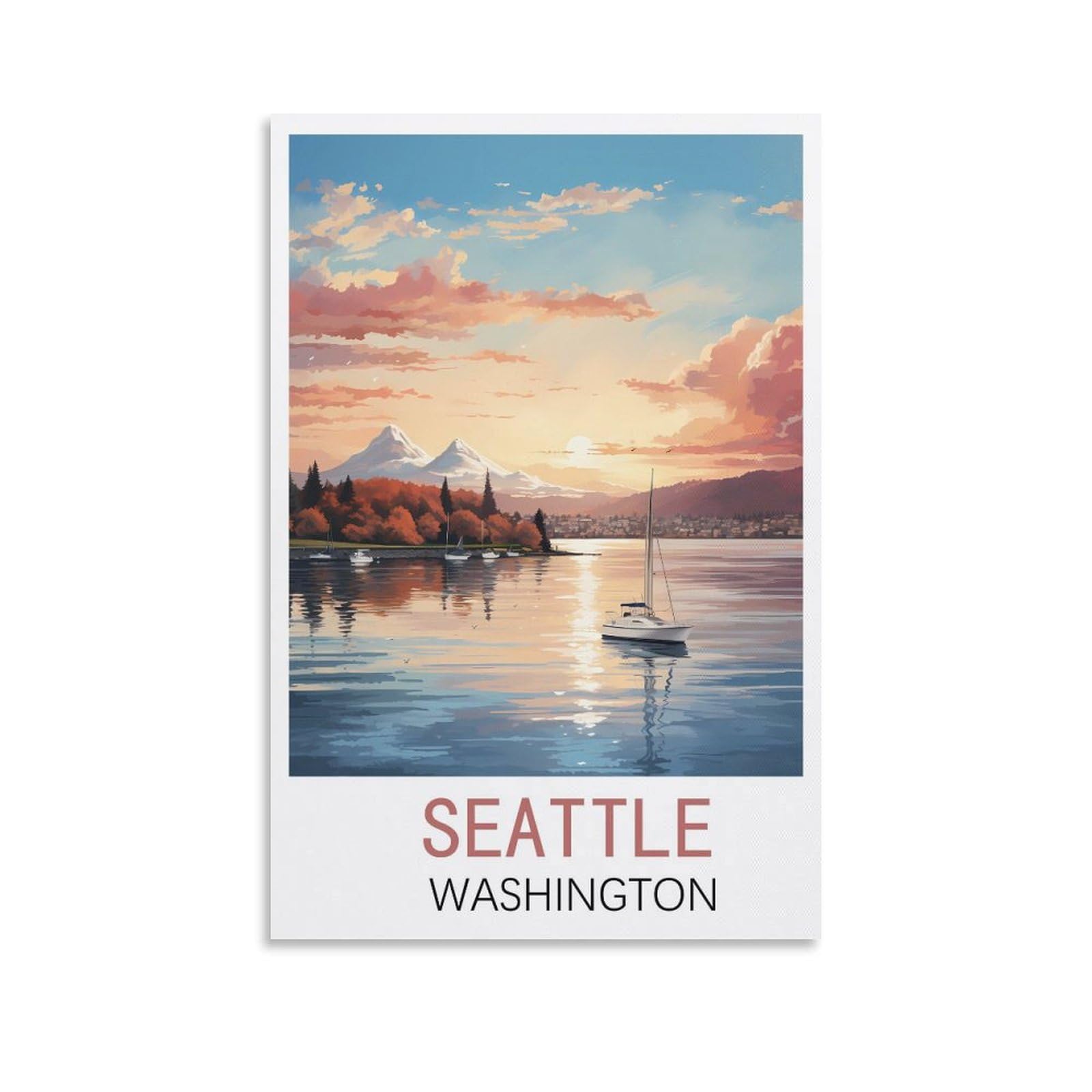 Vintage Metal Tin Sign,Seattle Washington Art Plaque Poster Wall Decor for Home Tool Room Bar Club Restaurant Cafe 30x30cm