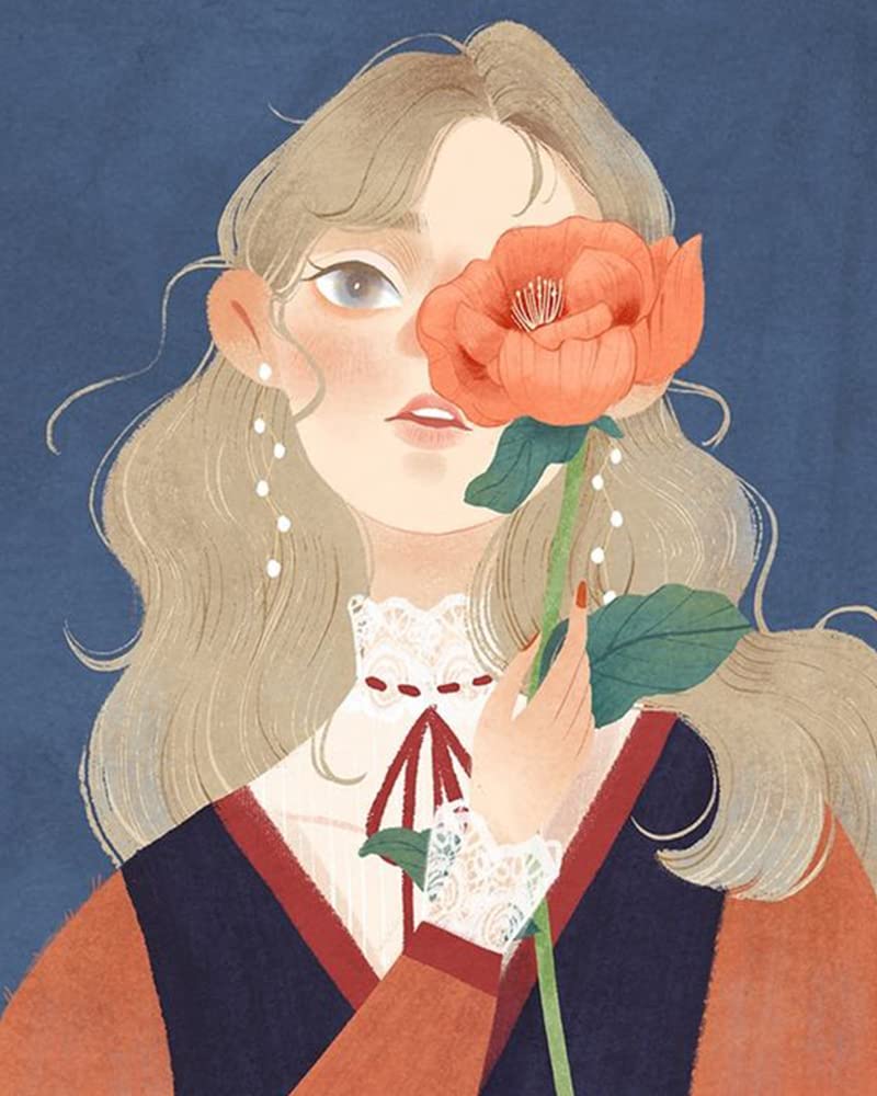 Amazon.co.jp: 数字で描く 番号でペイント デジタル絵画 デジタルアート作品の女の子とフラワー、アクリルアートとデジタルアダルト画像のホームデコレーションギフト  40x50cm : おもちゃ