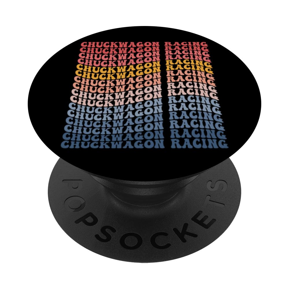 Chuckwagon Racing Groovy Retro Sports PopSockets Swappable PopGrip, Black