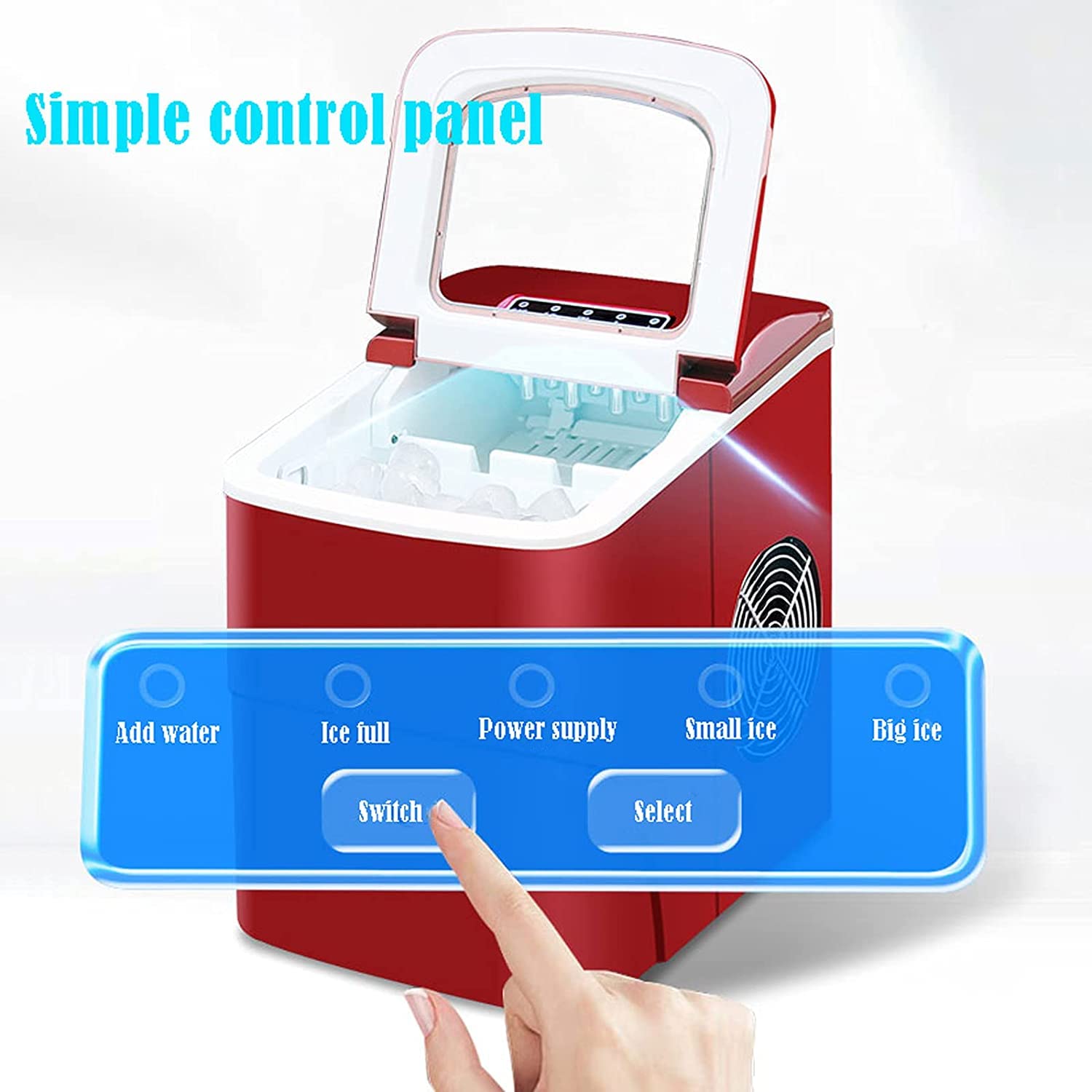 Máquina para hacer hielo portátil compacta, máquina para hacer hielo para refrigerador de encimera, máquina para hacer cubitos de hielo, bajo nivel de ruido para restaurantes, bares, casas y tien