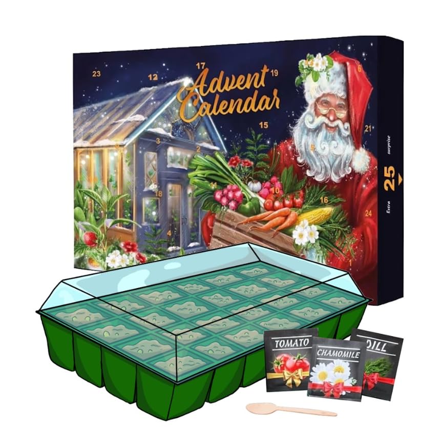 Seeds Advent Calendar 2025 for Garden Gifts - 24 Days Christmas Countdown Adv...