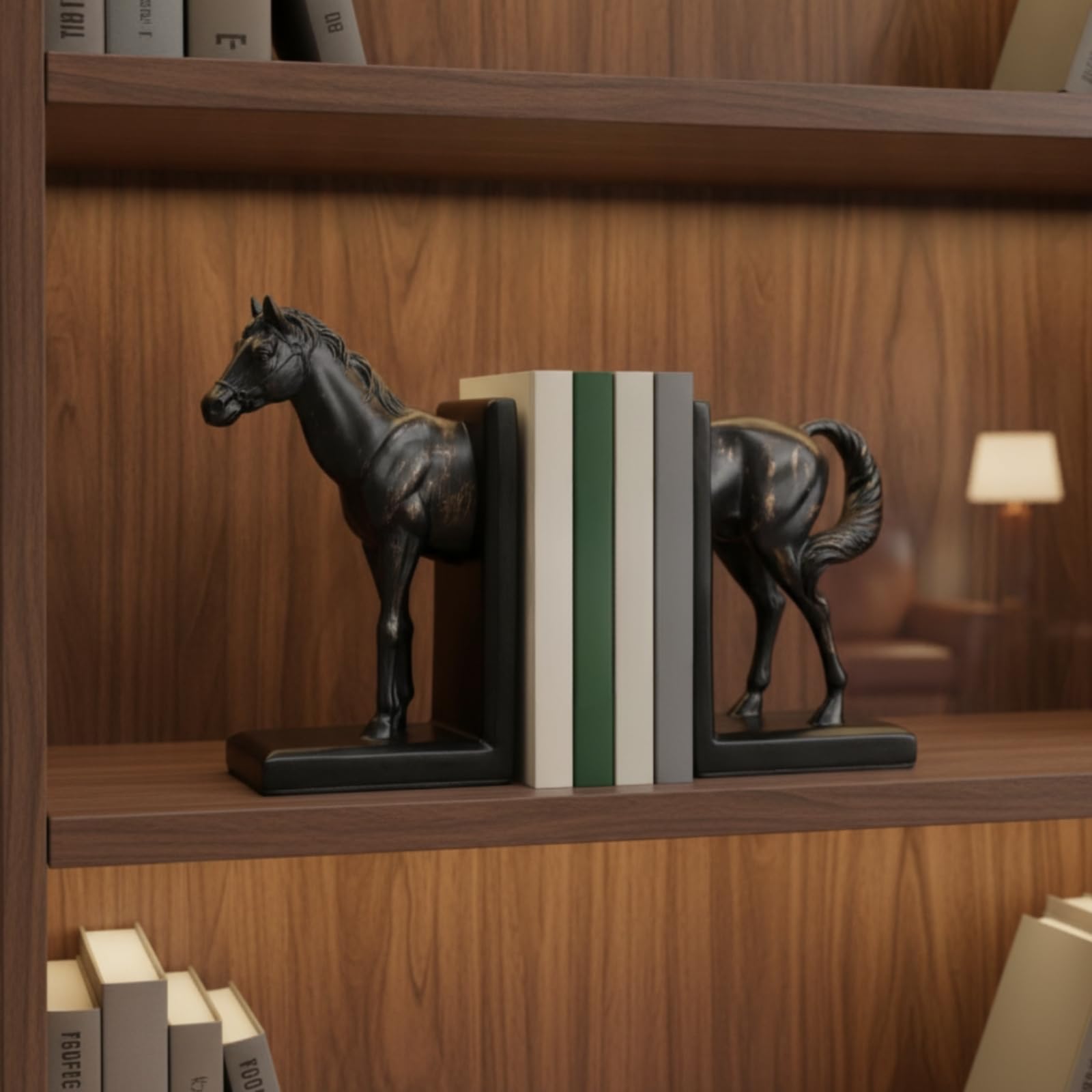 Serre-Livres en Résine Sculptural Sculpture Serre-Livres Sculpture Style Européen pr Bureau, lon, Bibliothèque