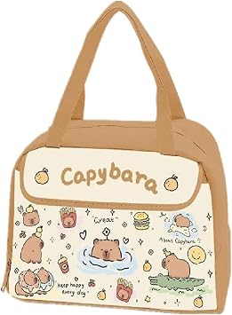 Insulated Capybara Lunch Box Lunch Bag | Waterproof Leakproof Lunch Tote, Reusable Cute Animal Print Lunch Pail bag with Large Capacity, Cooler Lunch Container for Work/Travel/Office A