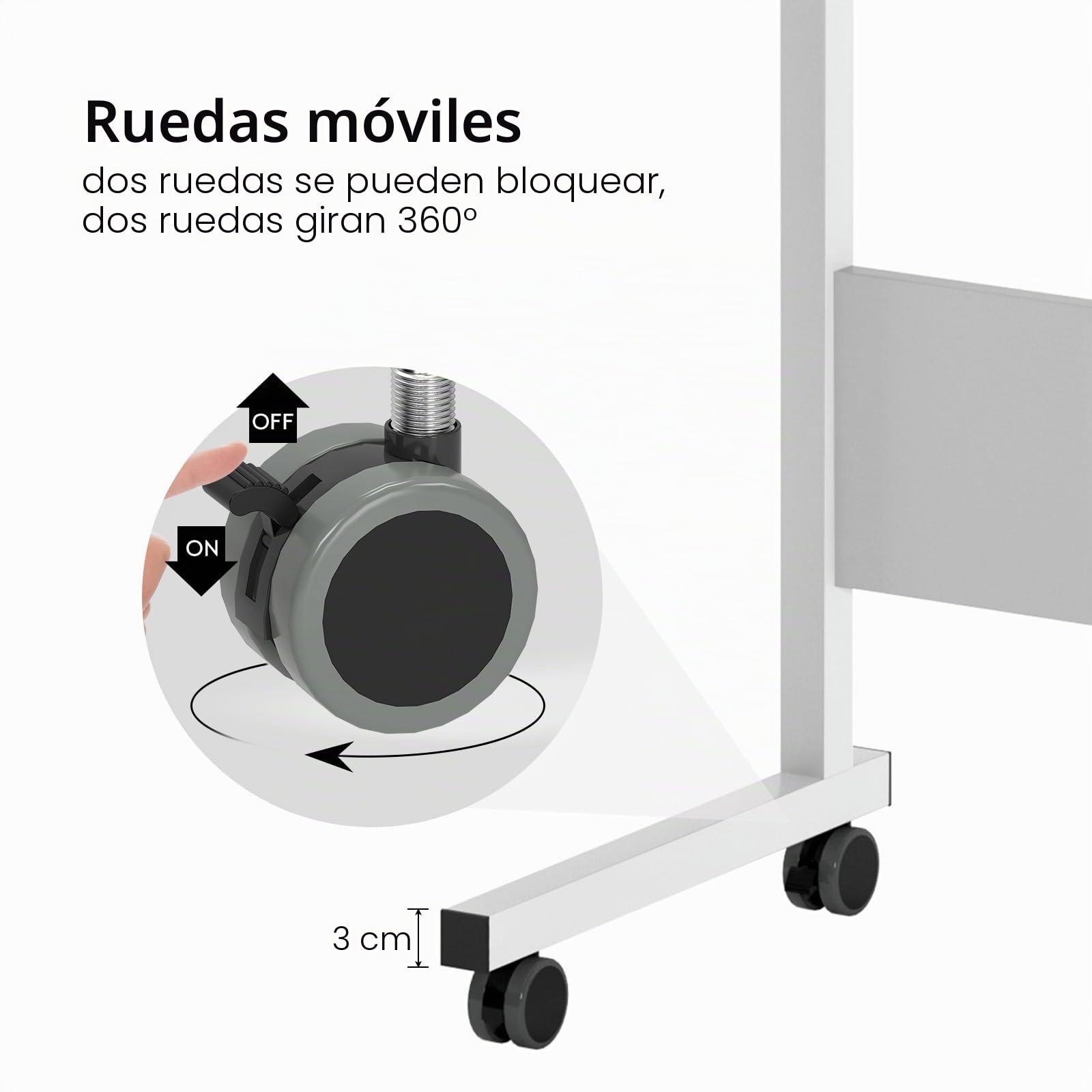 sogesfurniture - Mesa Auxiliar móvil para Cama y sofá (80 x 40 x 71 – 90 cm), Color Blanco