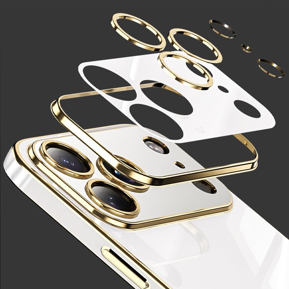 Delgada Carcasa para iPhone 17 Pro Max/17 Pro/Air/17, Protección De Cámara Chapado Lujo Funda de Móvil Silicona Resistente A Impactos,Negro,17 Pro