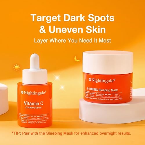 Miniatura 7 de NIGHTINGALE Suero C de vitamina C para cara, antienvejecimiento e iluminación de la piel con vitamina C, niacinamida, ácido hialurónico, vitamina E,