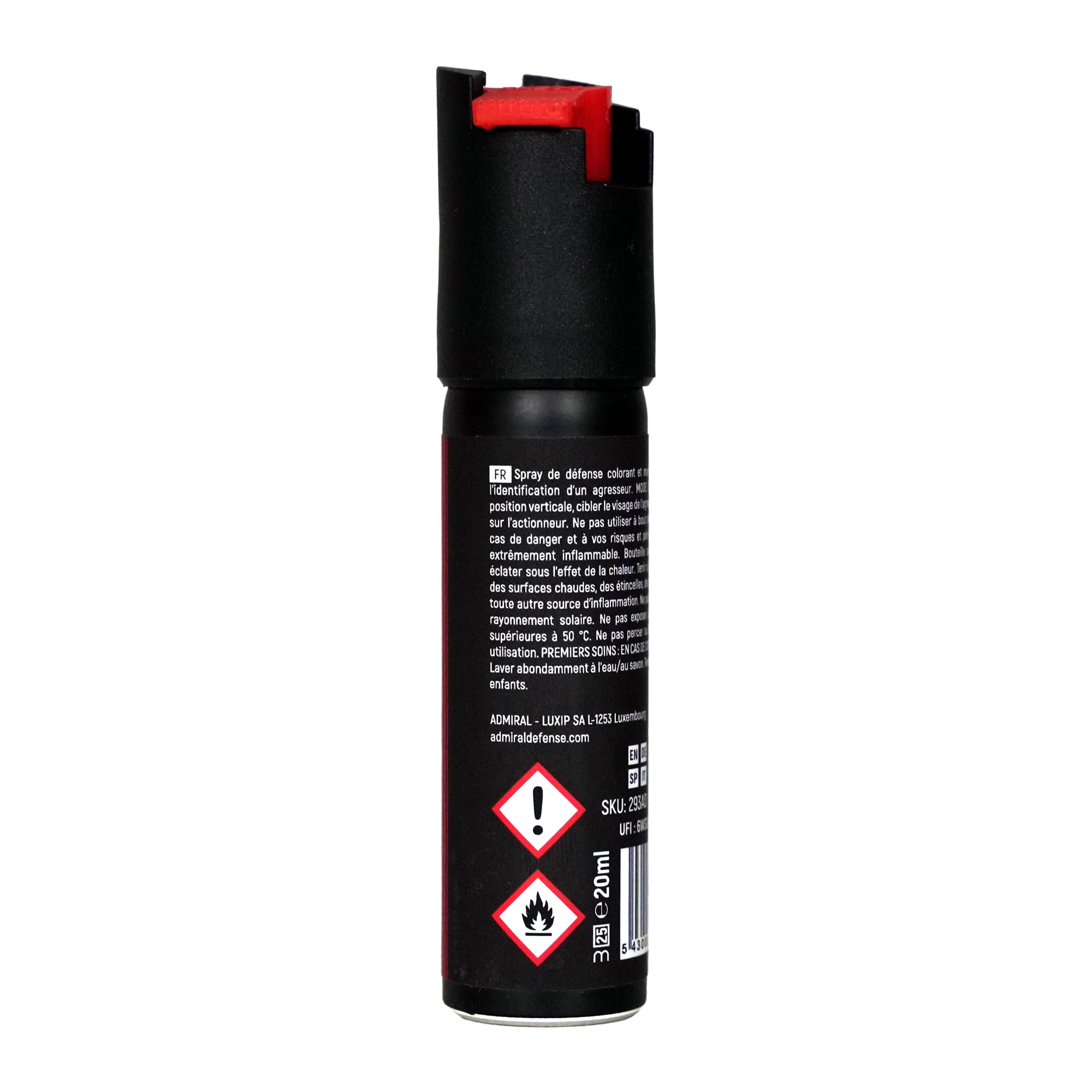 Spray Anti-Agresión 20 ML - Marcador UV - ADMIRAL Defense - Formato Bolsillo & Bolso - Alcance 3M - Aprobado por la Policía - Seguridad Personal & Protección Compacta