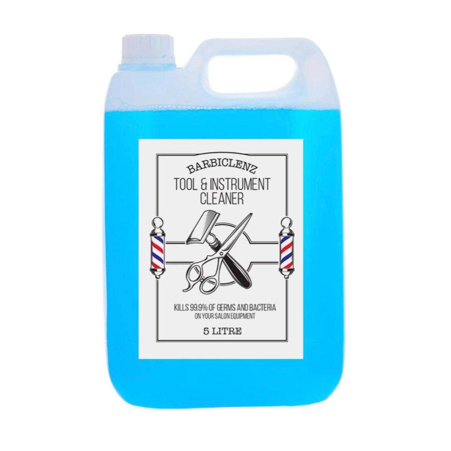 Barbiclenz Tool Disinfectant Blue Solution - 5 Litre (L) Refill Germicide Salon & Barber Professional Tool & Instrument Cleaner