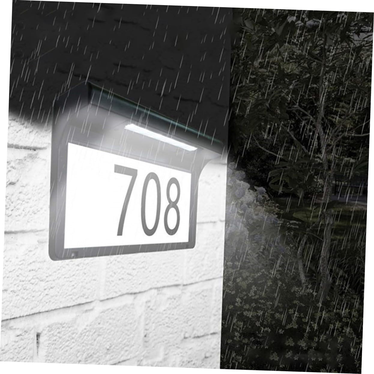 jojofuny Solar-powered Light Address Sign Solar Door Number Light Outdoor Wall Address Sign