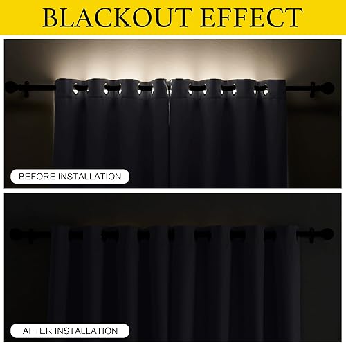 Miniatura 2 de NICETOWN Banda opaca blanca para 12 ojales en cortinas de sala de estardormitoriococina, 6 paneles, cinturón de bloqueo de luz superior con pestaña